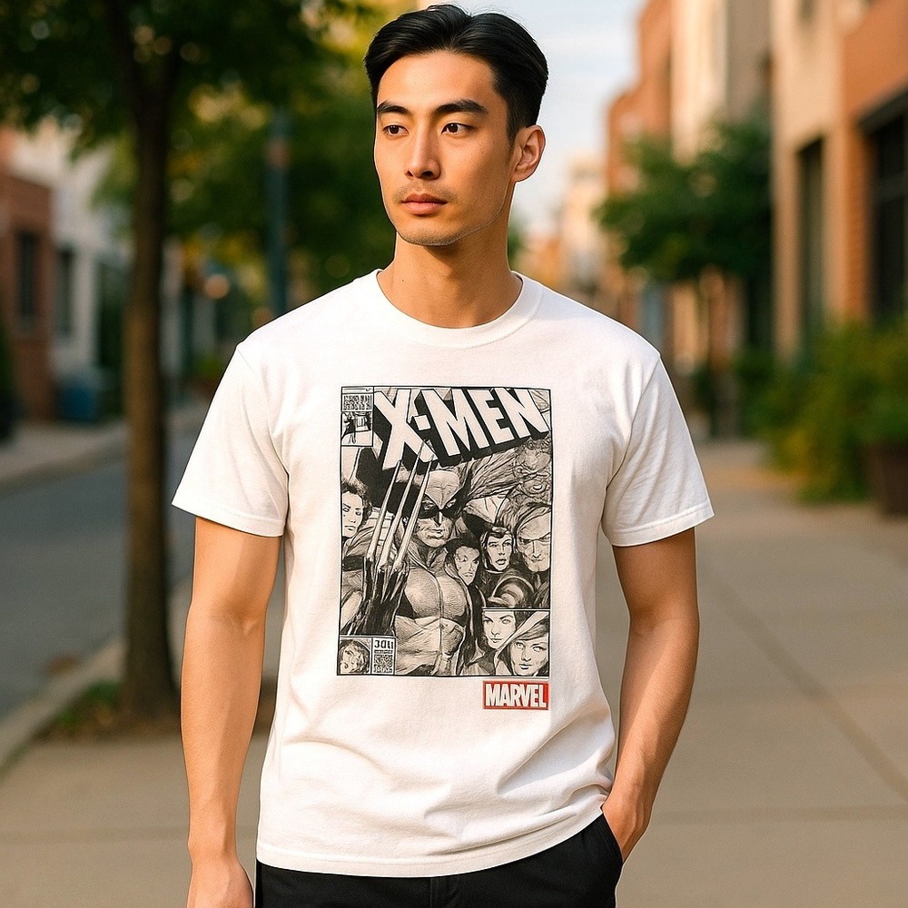 Marvel X-Men Wolverine Comic Cover T-Shirt Men's Medium White Graphic‎ Tee